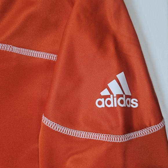 Adidas Sport Pullover Womens Medium 1/4 Button Orange White Performance Sweater - Picture 4 of 13